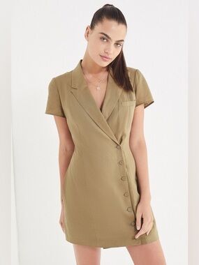 Urban Outfitters Khaki Button-Front Mini Dress